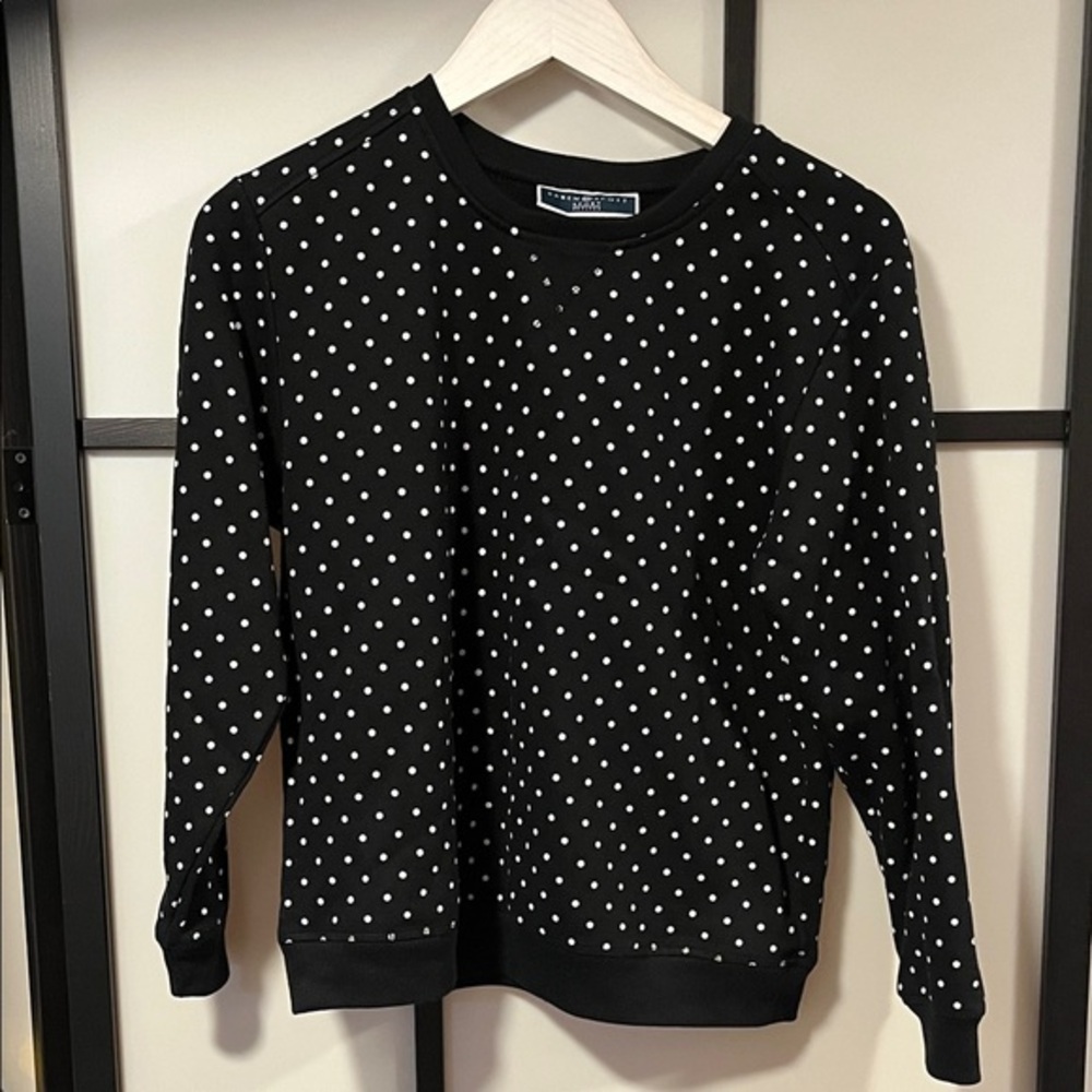 Karen Scott Black Polka Dots Crewneck Sweater Women's Size Petite Medium